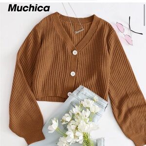 SHEIN Rusty colored Knit Cardigan with Buttons